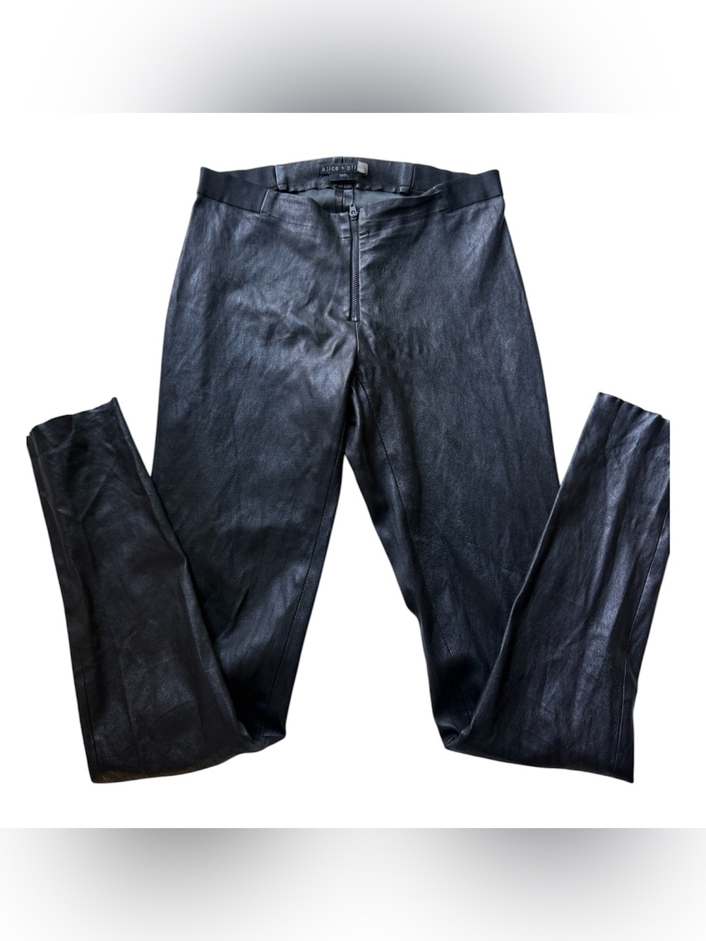 Alice + Olivia Lambskin Leather Pants Black Carolyn Bisette Kennedy Style